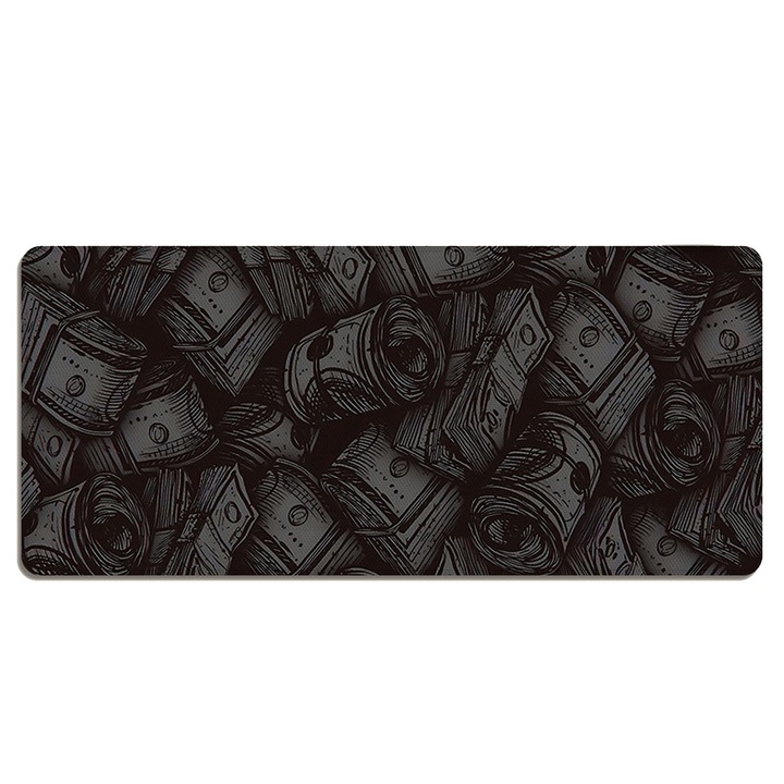 Mousepad Zeaicos, negru, 60x30cm, baza antiderapanta, margine cusuta