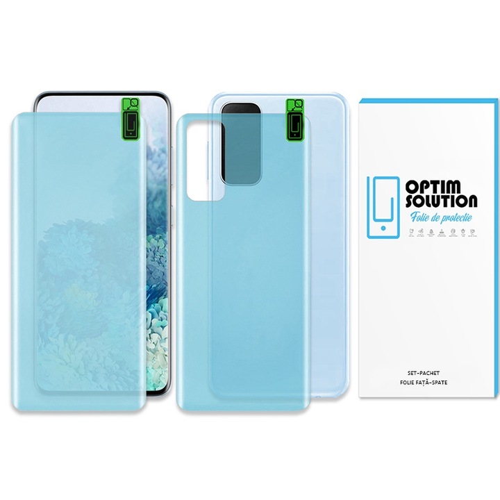 Set Complet 360 Folie Fata si Spate compatibila cu Apple iPhone 16 Pro Max, Silicon Hydrogel Regenerabil, Flexible Hydro-Crystal, Invizibil, Full Glue, Kit Instalare usoara, Aplicare Fara Bule, Clear