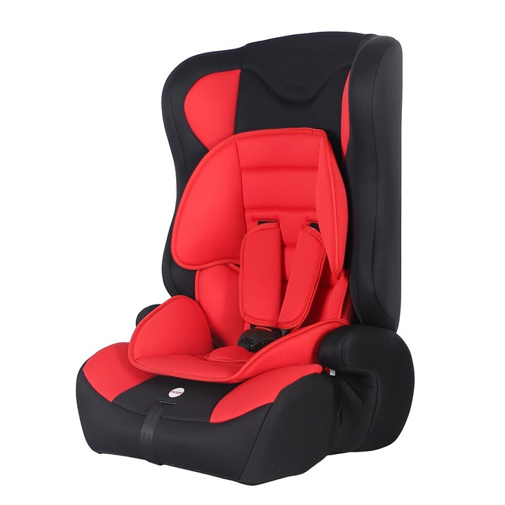 Scaun Auto 2 in 1 pentru copii NOVOKIDS™ Safety 3000, Transformabil in inaltator auto, 9-36 kg, Omologare R129 i-Size, Spatar detasabil, Sistem de prindere in centura de siguranta, Husa detasabila, Rosu