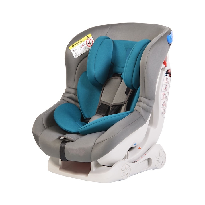 Scaun Auto NOVOKIDS™ Aegis Plus, Transformabil in scoica auto, Omologare R-129 i-Size, 0-18 kg, Spatar reglabil in 4 trepte, Sistem de prindere in centura de siguranta, Husa detasabila, Turcoaz