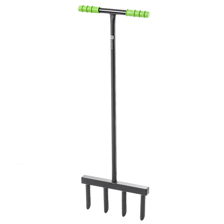 Aerator manual, KADAX, 4 dinti, 36 x 105 cm, Negru/Verde