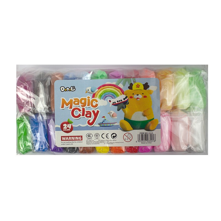 Интелигентен комплект пластелин, Magic Clay, 24 торбички / комплект, многоцветен