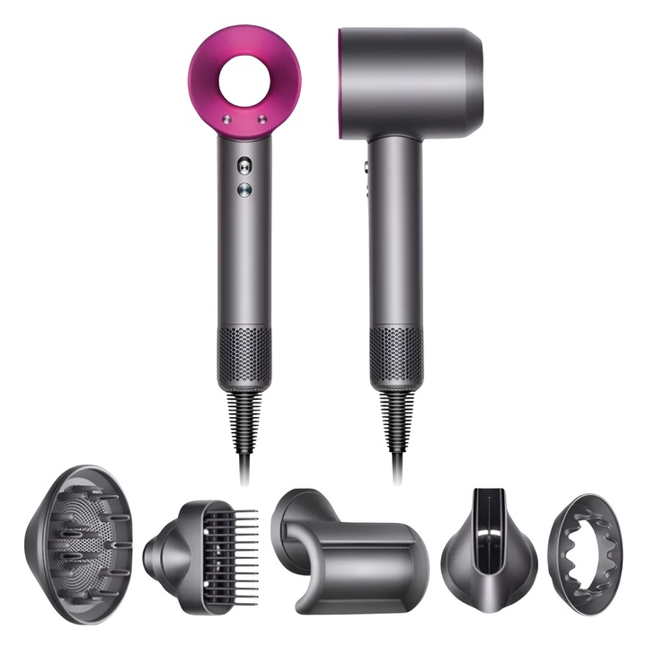 Сешоар Julswayfarer 5-в-1, бързосъхнещ, аксесоари в комплекта, йонизационна технология, пластмасов материал, черен, против накъдряне, голяма гъвкавост, лилав