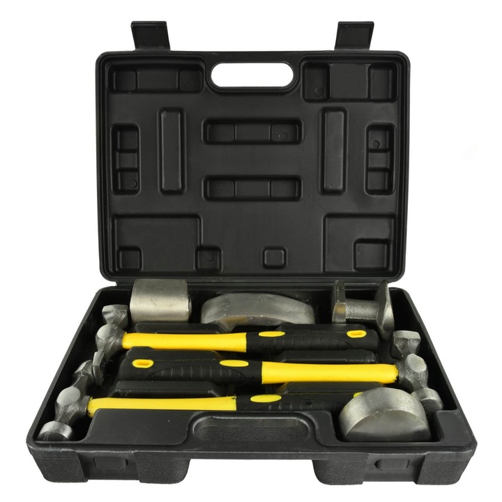 Trusa de ciocane si stecluri pentru tinichigerie, GEKO, 7 piese