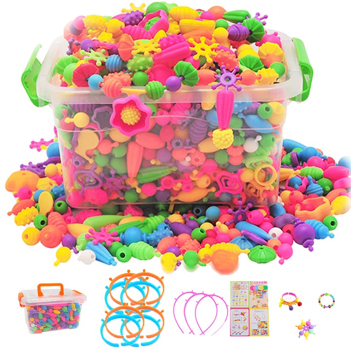 Set de creatie bijuterii, 708 piese, multicolor, pentru fete 3+ ani