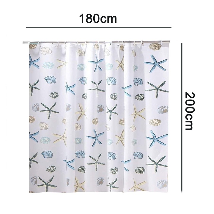 Водоустойчива PEVA душ завеса, 180x200 см, семпъл и модерен дизайн