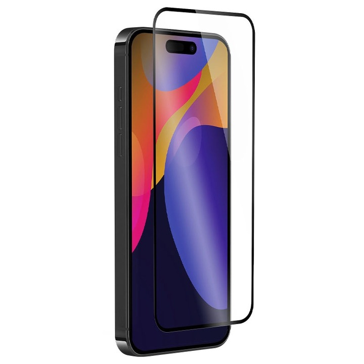 5D üvegfólia, Apple iPhone 16 Plus készülékkel kompatibilis, Asahi Secure Glass, Full Protection, Full Glue, Premium Protection Tech, fekete