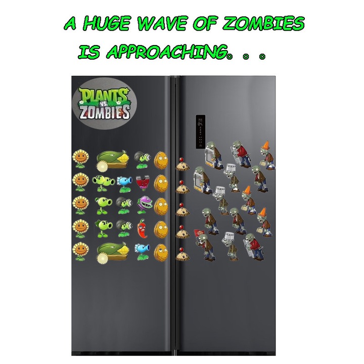 Set 43 magneti decorativi, Plants Versus Zombies, PVC impermeabil, multicolor