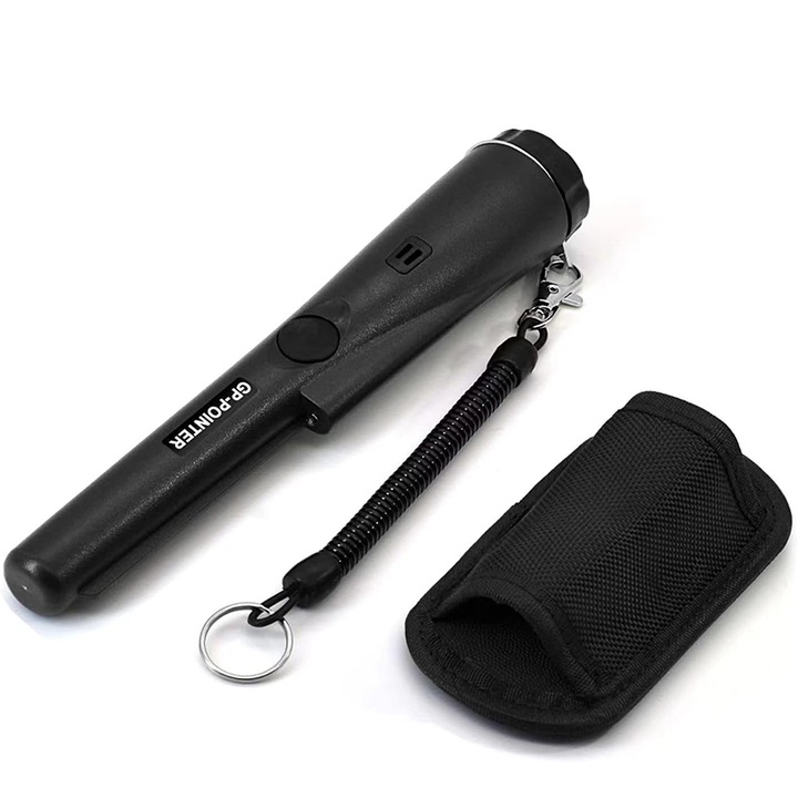 Метален детектор Rqiurpn, водоустойчив, висока чувствителност, вибрация, преносим, черен