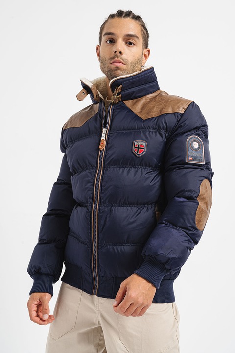 Geographical Norway, Abramovitch steppelt bélelt télikabát könyökfoltokkal, Barna/Tengerészkék