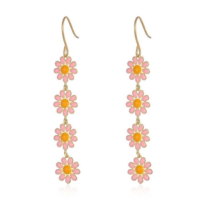 Cercei pentru femei, 6.2x1cm, cupru, roz