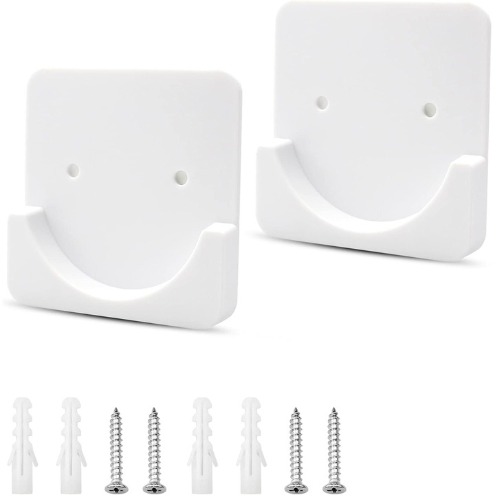 Suport pentru bara de perdea de dus, Enforose, design modern, instalare non-distructiva, set de 2, alb