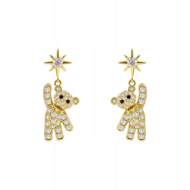 Cercei, Little Angel, J669, metal, argint 925, aur, ursulet de plus