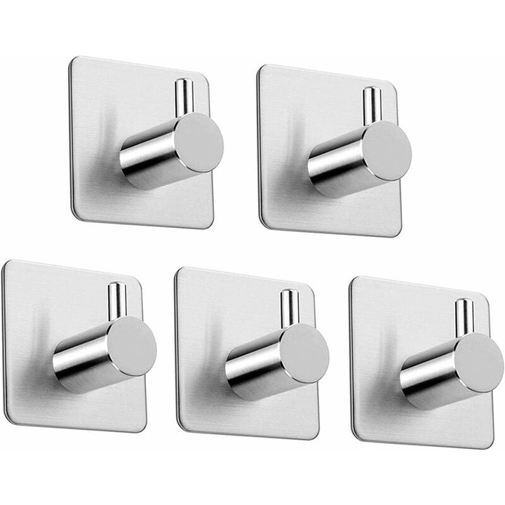 Carlige adezive, carlige de perete rezistente din otel inoxidabil pentru compatibilitate cu suprafete netede, capacitate mare de incarcare si instalare usoara, adeziv rezistent la rugina si la apa, perfect pentru bai si bucatarii