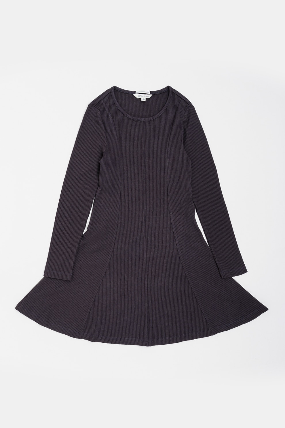 Tom Tailor, Rochie striata cu decolteu la baza gatului, Gri antracit, 152 CM