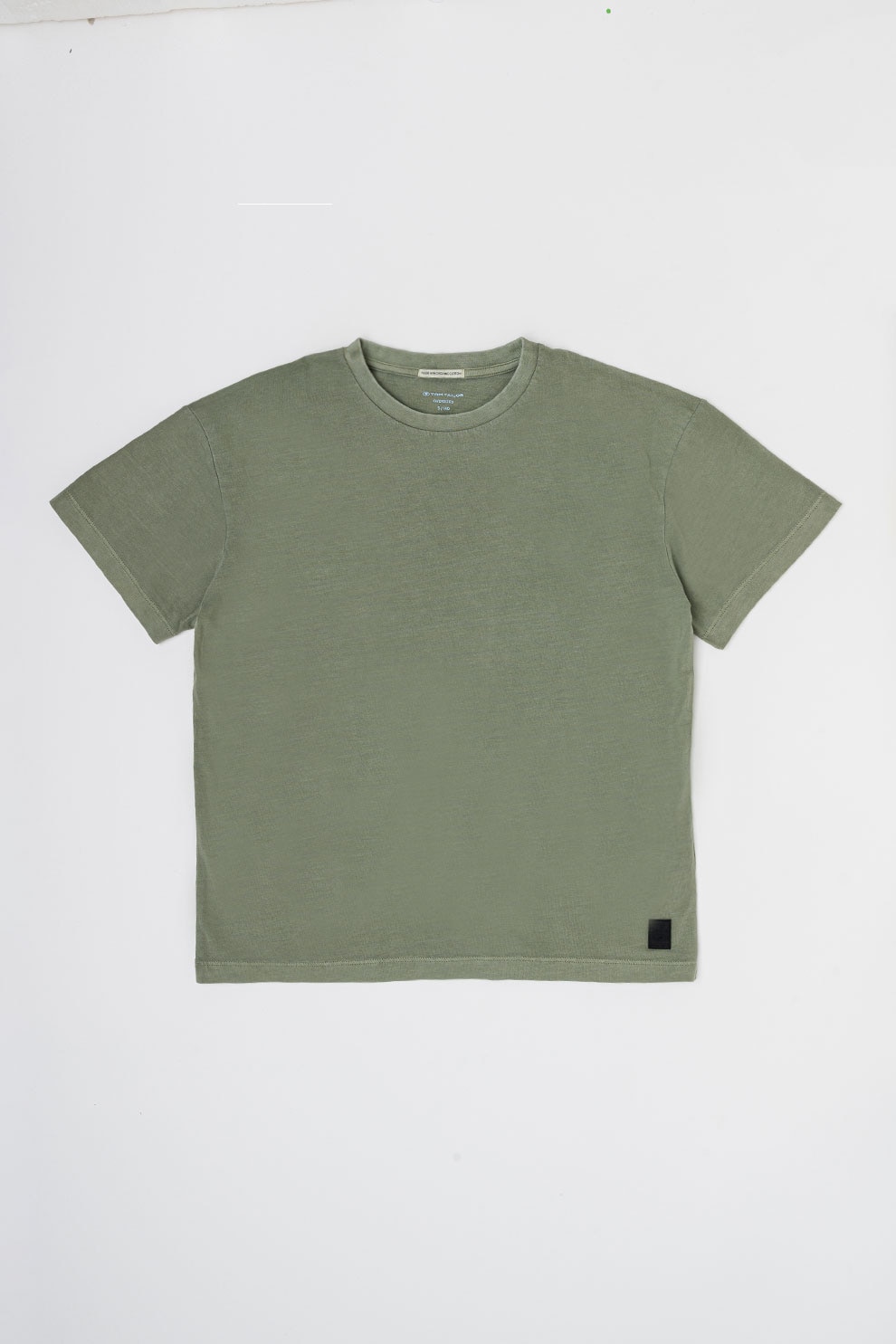 Tom Tailor, Tricou de bumbac cu decolteu la baza gatului, Sparanghel, 152 CM