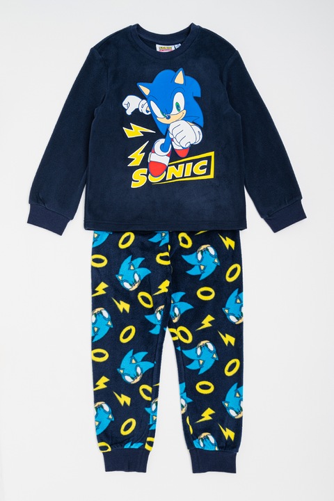 Original Marines, Дълга пижама с шарка на Sonic The Hedgehog, Лайм зелено/Тъмносин
