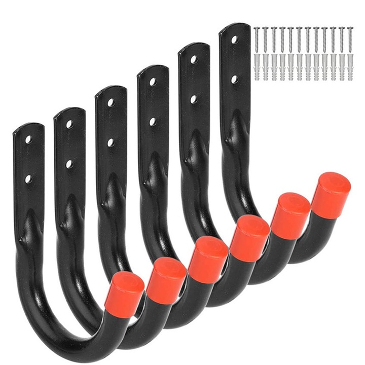 Nagy teherbírású horogkészlet, AMRINUGL, rozsdaálló bevonattal, 6 darabos