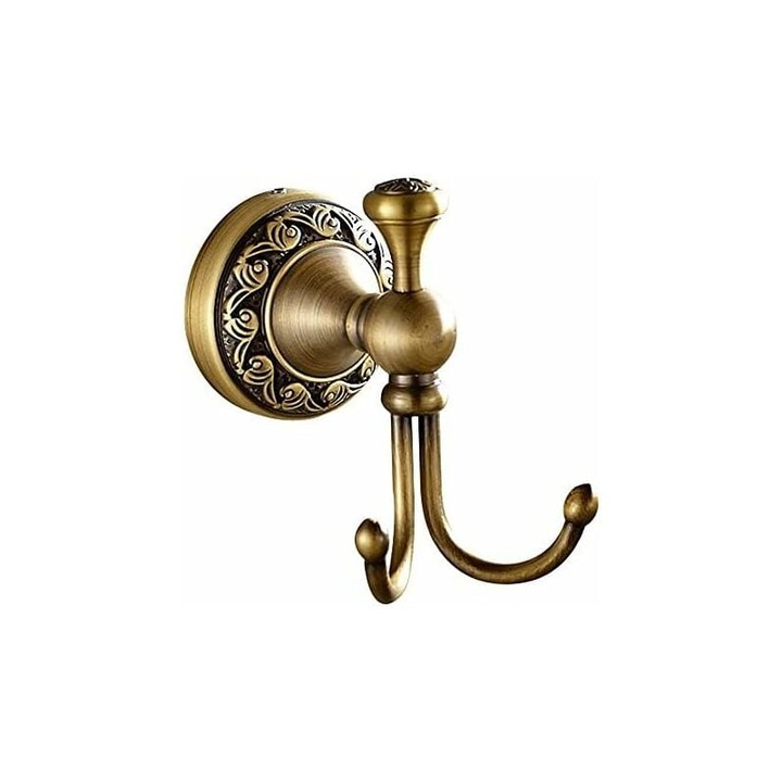 Carlig magnetic retro elegant pentru prosoape, Enforose, alama antica