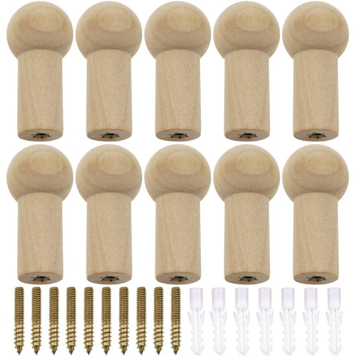 Tömör bükkfa akasztó, AMRINUGL, maximális teherbírás 7 kg, biztonságos kialakítás, 2,5x5,2 cm