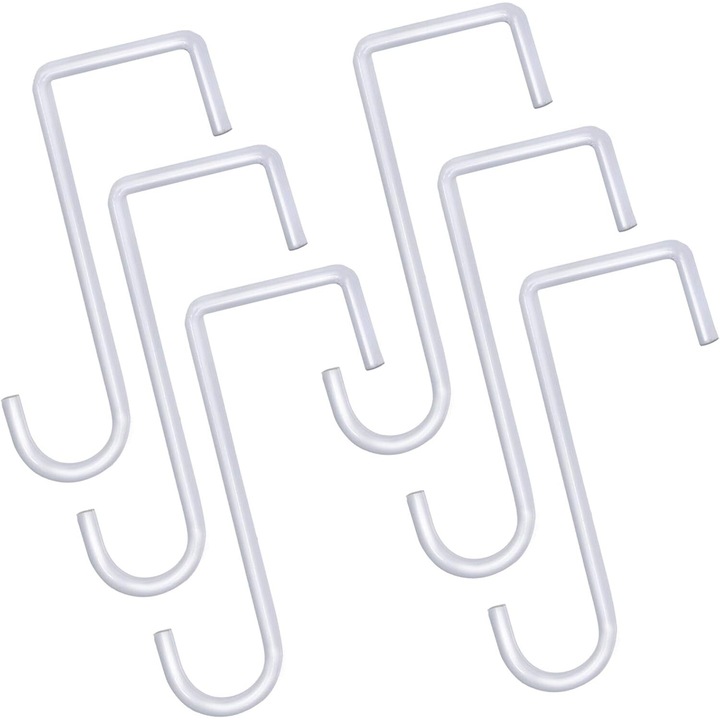 Универсални куки за тераса за окачване на декорации, здрави куки от прахово боядисана стомана за винилови огради, (Пакет от 6)