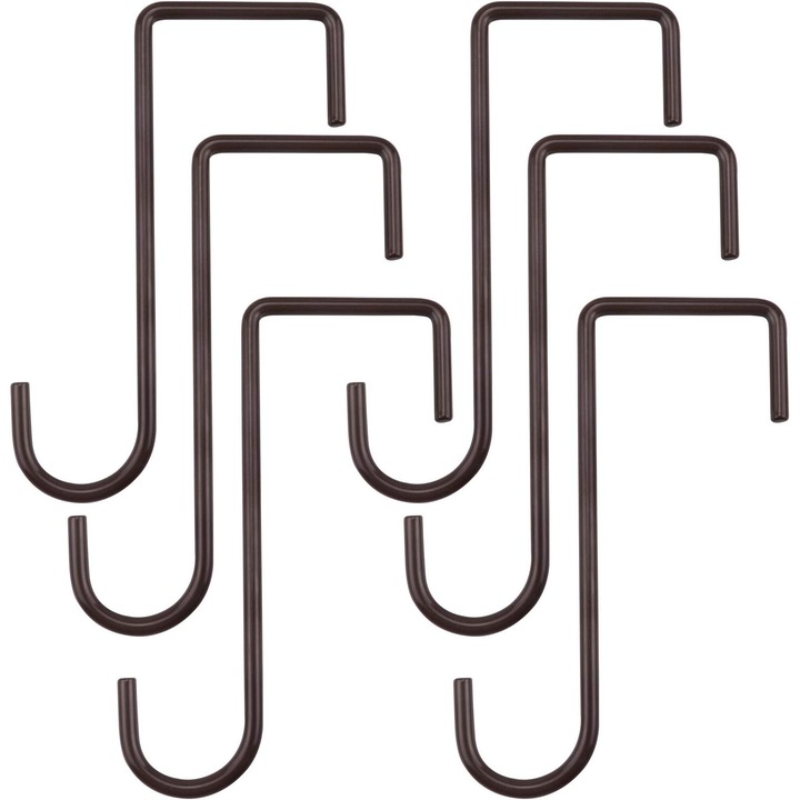 Decoratiuni pentru terase si gradina, cuier pentru terase rezistente la intemperii, carlige robuste din otel acoperit cu pulbere pentru aplicatii multiple, instalare usoara peste garduri de vinil, usi, foile din lemn (pachet de 6) Enforose