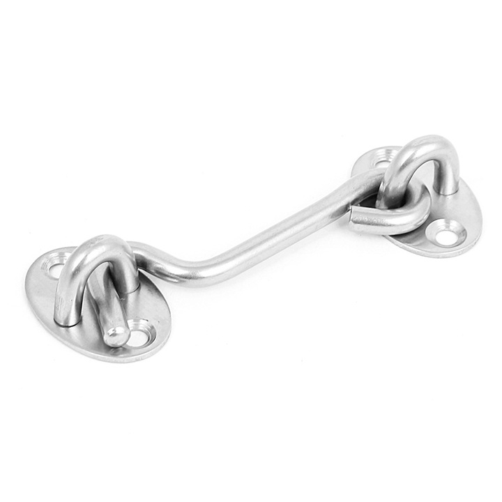 Set zavor cu carlig pentru usa, argintiu, 3", 6mm, otel carbon