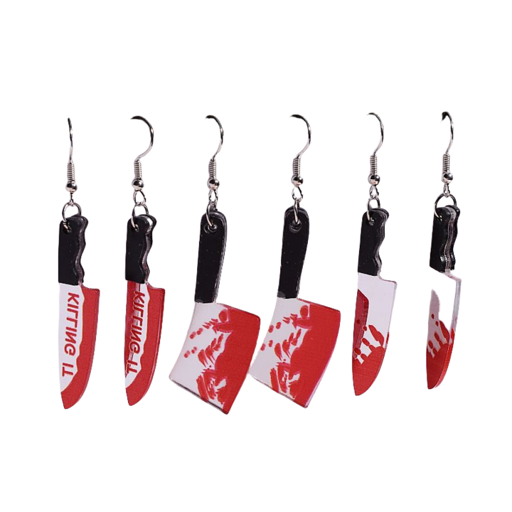 Set 3 perechi cercei, stil gothic, multicolor, acril, Cadouri haioase