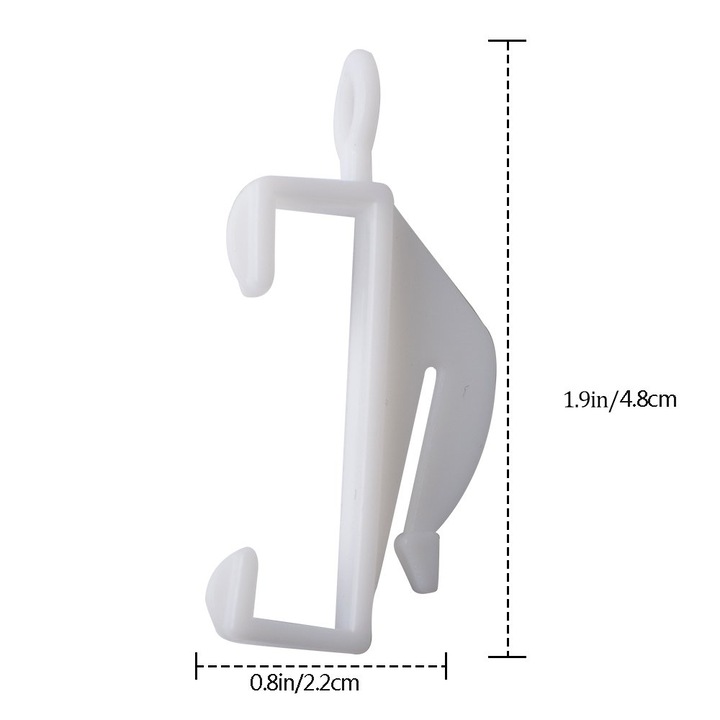 Set 50 cleme pentru perdele, plastic, alb, 48x22x5mm