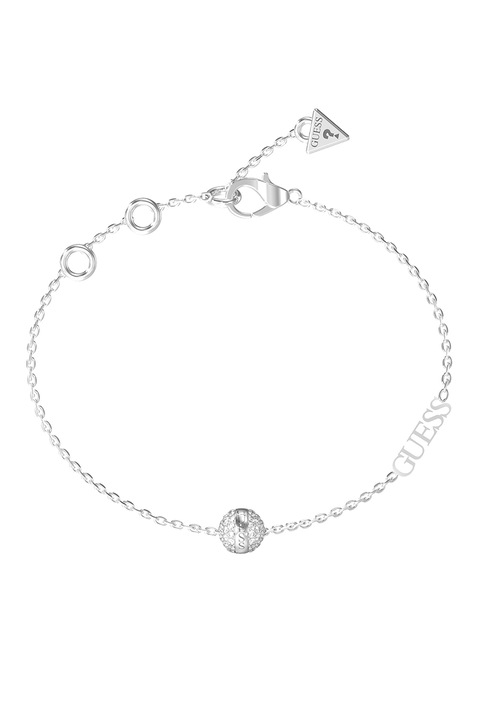 GUESS, Bratara de otel inoxidabil cu cristal, Argintiu, 18.4 CM