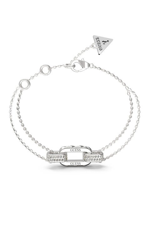 GUESS, Bratara de otel inoxidabil cu logo, Argintiu, 18.4 CM