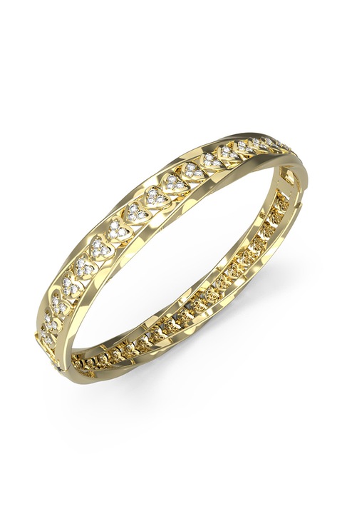 GUESS, Bratara de otel inoxidabil cu cristale, Auriu, 5.5 cm