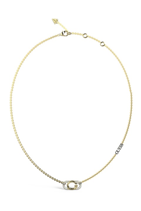 GUESS, Колие с висулка с кристали, Златист