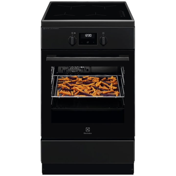 Готварска печка Electrolux LKI564266B, Електрическа, Индукция, 4 зони за готвене, Booster, SteamBake, AirFry, Каталитично самопочистване, Електронен таймер, Грил, Осветление на фурната, Клас A, Черен
