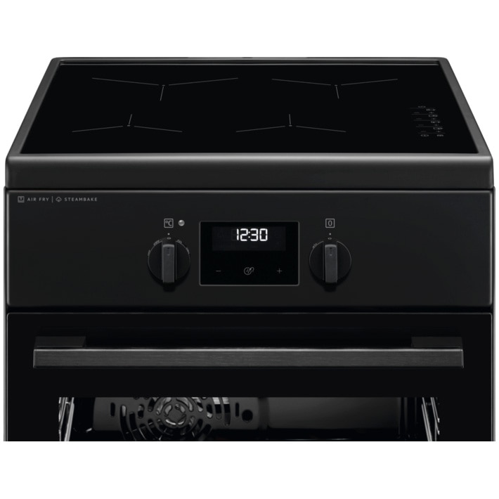 Aragaz Electrolux LKI564266K, Electric, Inductie, 4 zone de gatit, Booster, SteamBake, AirFry, Autocuratare catalitica, Timer electronic, Grill, Iluminare cuptor, Clasa A, Negru