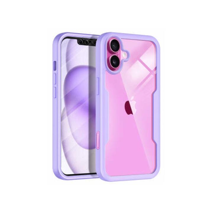 Husa pentru iPhone 16 Plus + Folie - Techsuit ColorVerse 360 Series - Purple
