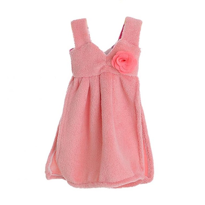 Jormftte kéztörlő, szoknya mintás, korall gyapjú, rózsaszín, 2 rétegű, nedvszívó