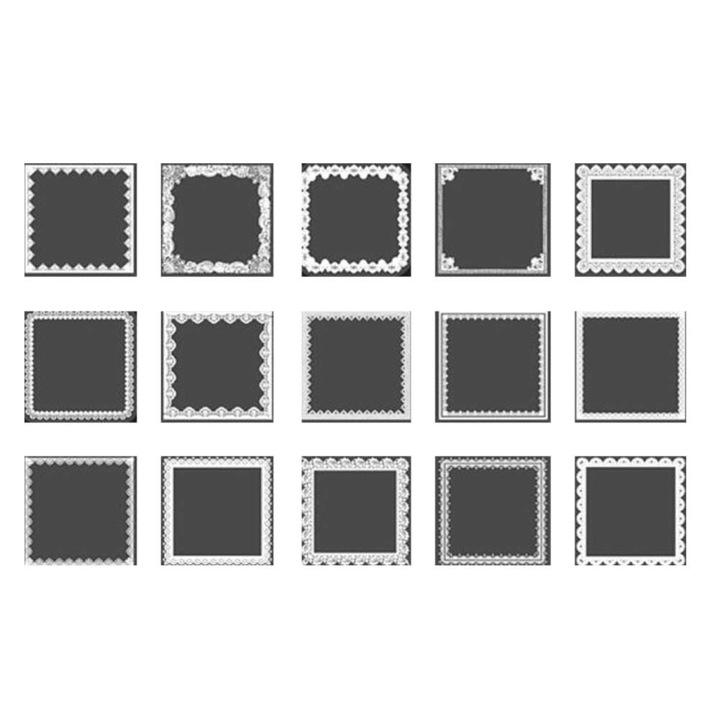 60 db-os dekoratív PET matrica szett scrapbookinghoz, fehér, 3-7 cm