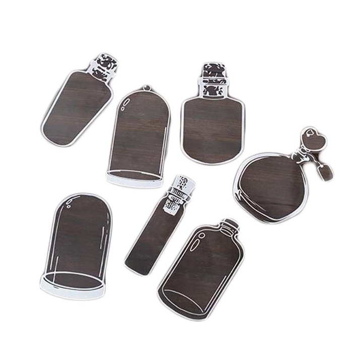 4 db-os dekoratív PET matrica szett scrapbookinghoz, 28 darab, 5-10 cm, átlátszó