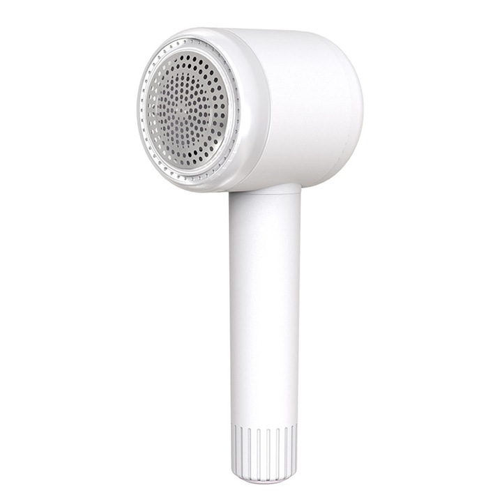 Aspirator portabil pentru scame Jormftte, indepartare scame, alimentare cu 2 baterii AA, alb