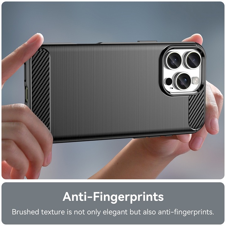 Кейс за iPhone 16 Pro - Techsuit Carbon Silicone - черен