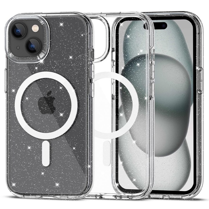 iPhone 16 Plus tok, Techsuit SparkleSkin sorozat, átlátszó