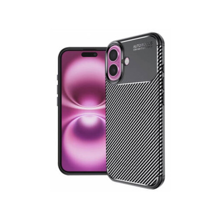 Husa pentru iPhone 16 Plus - Techsuit CarbonFiber - Black