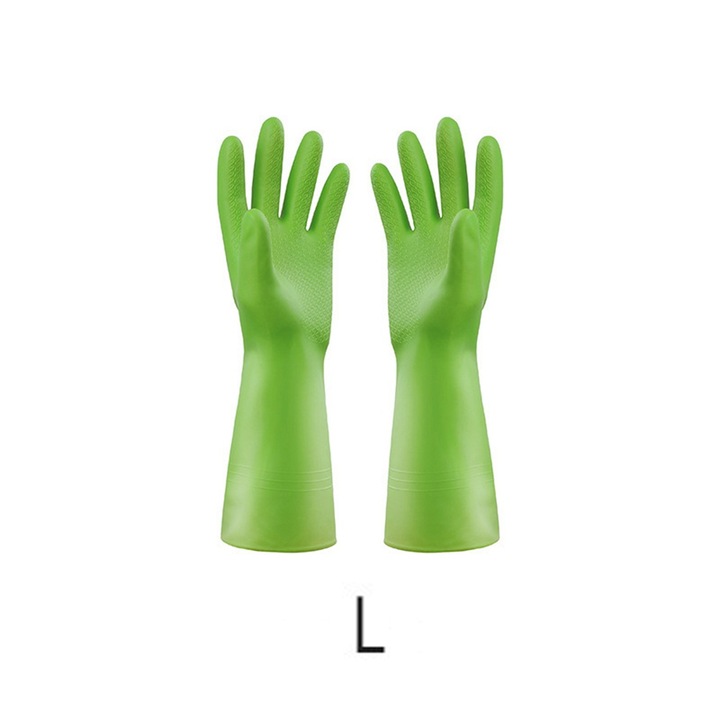 PVC tisztítókesztyű, Mmgoqqt, újrafelhasználható, vízálló, zöld, L méret