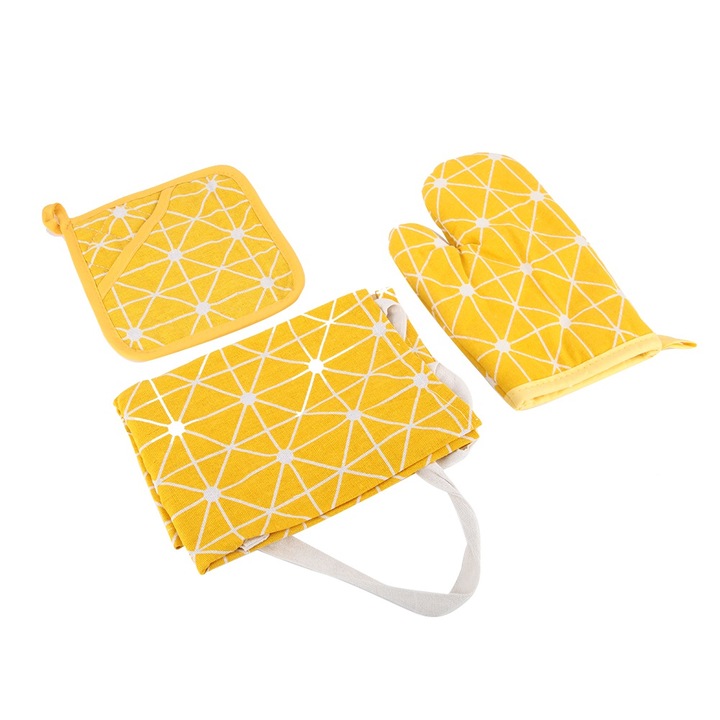 Konyhai kesztyű szett, Mmgoqqt, hőálló, kötény, hőálló alátét, többszínű