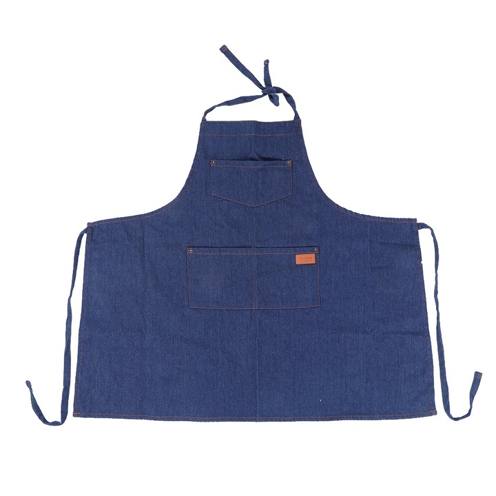 Gyerek konyhai kötény garnitúra, hosszú cipzáras, pamut, nagy zsebbel, állítható, M