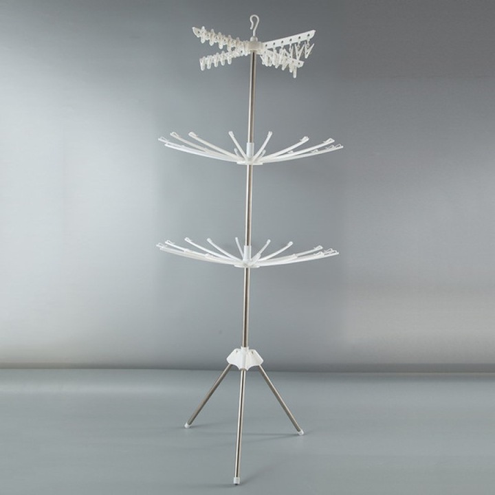 Сушилник за дрехи, Mmgoqqt, неръждаема стомана, сгъваем дизайн, за деца, бяло/сребристо