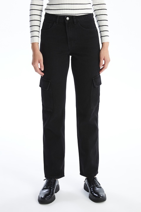 LC WAIKIKI, Blugi cargo cu croiala dreapta, Negru, 24