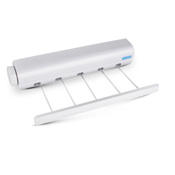 Uscator rufe extensibil, Metal, 5 fire, 3.75 m, Alb