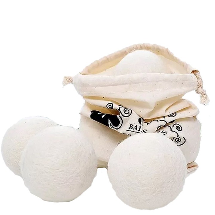 Bile de lana pentru rufe Herusi set 6 buc natural eco-friendly